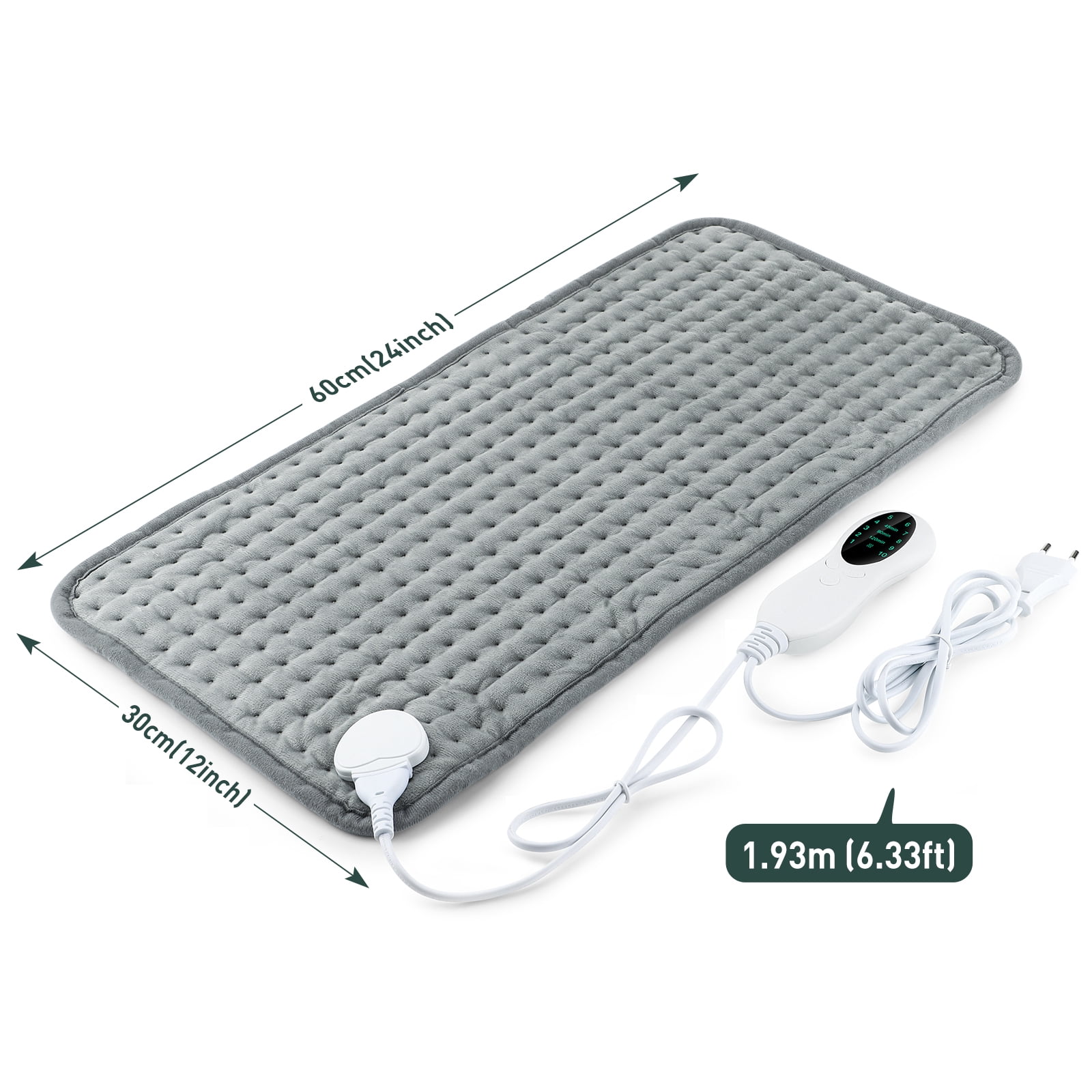 Electric Heating Pad, Electric Heated Blanket with Auto Shut-Off, Long Heated Pad with 3 Timing 10 Temperature Control, Hot Compress for Back Abdomen Period Cramps Drive Cold Keep Warm, 12 * 23 inch
