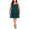 thumbnail image 1 of City Studio Robe de Cocktail à Paillettes pour Femme, Verte, Grande Taille, 14W, 1 of 1