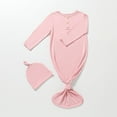 thumbnail image 5 of HXWCHs Knotted Gown Sleeper and Hat Set Baby Sleepwear for Boy Girl Nightwear Pink, 5 of 5