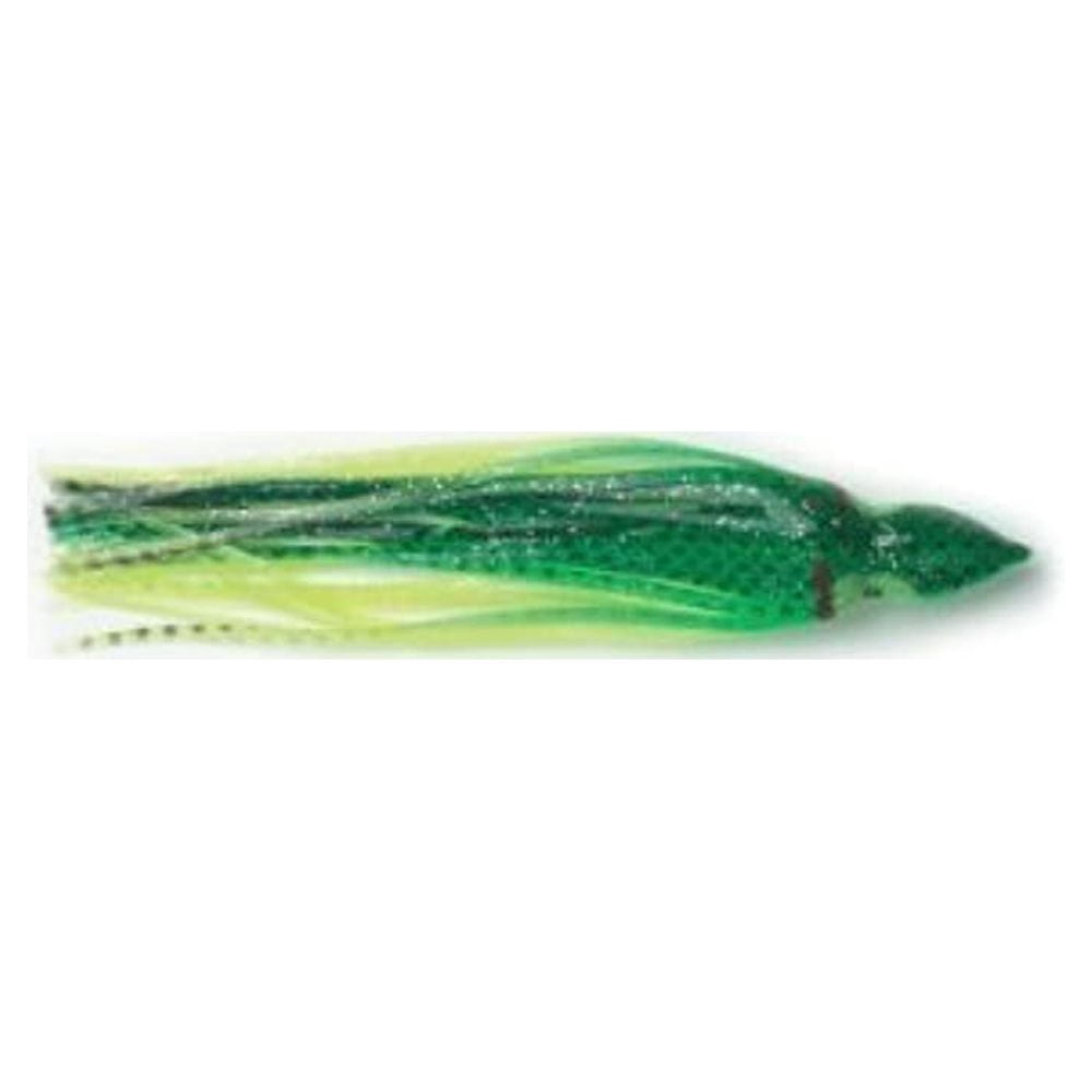 PLINE P-Line Sunrise Squid Skirt 5PK 4.5", Green,Chartreuse,Black Lures