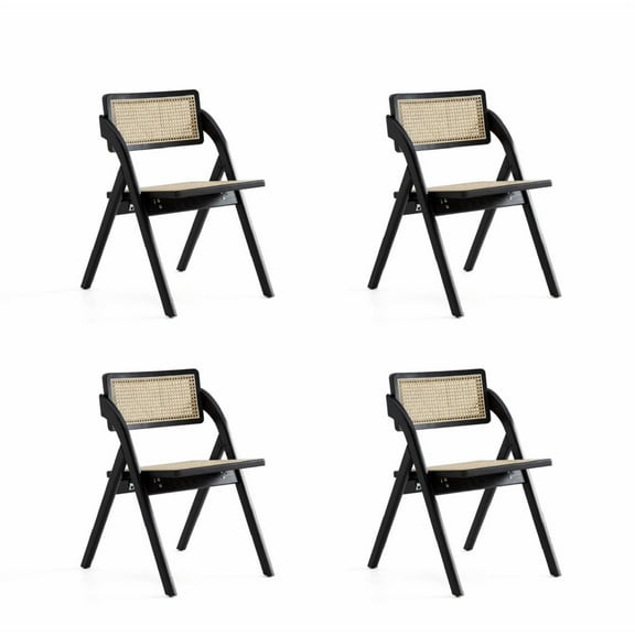 Manhattan Comfort Lambinet 18.3" Wood Folding Dining Chair in Black (Set of 4)