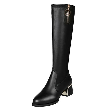

Ki-8Jcud Women S Boots Ankle Ladies Ladies Fashion Solid Color Leather Surface Metal Zipper Round Toe High Heel Boots Womens Boots Knee High Wide Cute Boots For Women Knee High Thigh High Boots For