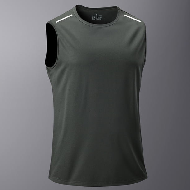 pstuiky Camisetas sin mangas para hombre, Camiseta deportiva informal sin mangas con cuello redondo para hombre Camisas de hombre l