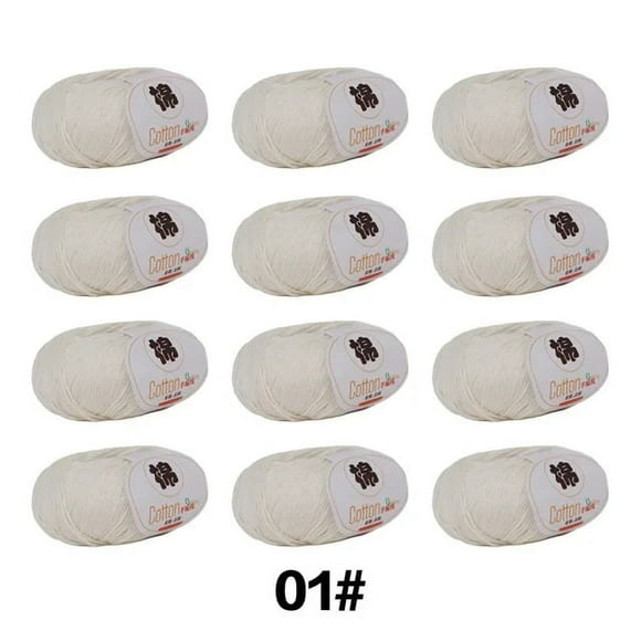 12 Pcs Fil pour Tricot Enfants Tricoté à la Main Tricot Chandail Crochet Chaud Bricolage 100 % Coton Fil,12 Pcs 01