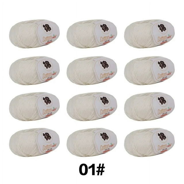 12 Pcs Fil pour Tricot Enfants Tricoté à la Main Tricot Chandail Crochet Chaud Bricolage 100 % Coton Fil,12 Pcs 01