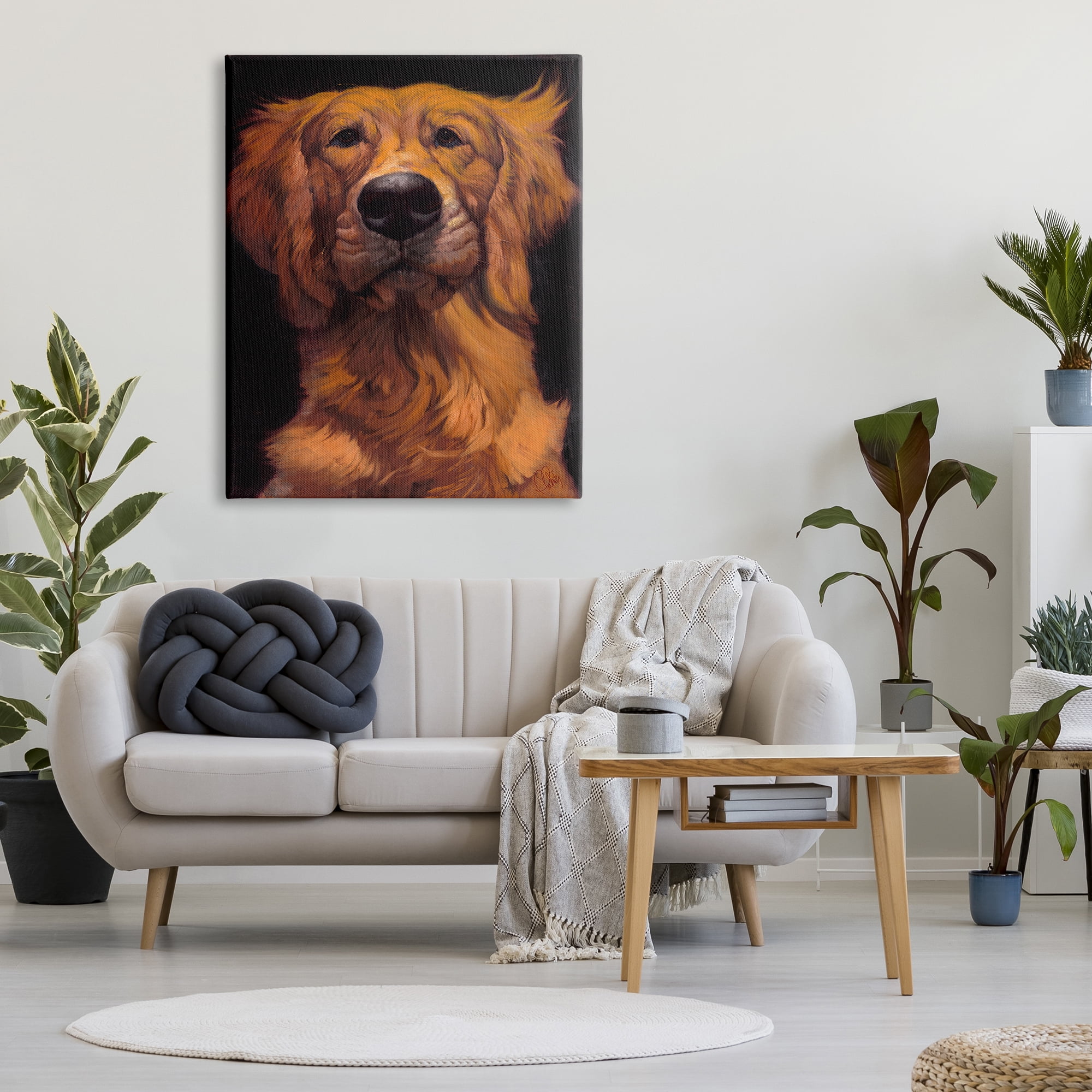 Stupell Industries Golden Retriever Pet Dog Portrait Bold Animal Painting, 36 x 48, Design by Thomas Fluharty