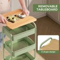 thumbnail image 4 of 3 Tier Rolling Cart with Table Top, Sturdy Metal Storage Organizer with Locking Wheels & Hooks for Office, Kitchen & Bathroom, 4 of 7
