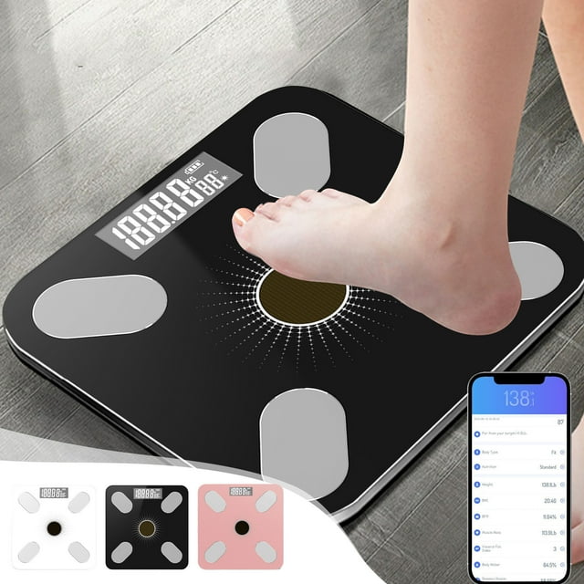 Báscula Digital de Baño Solar | Monitor de Peso Corporal y Composición de Grasa | Báscula Inteligente Bluetooth con Aplicación | Sensores de Alta Precisión | Sin Reemplazo de Batería | Vidrio