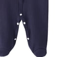 thumbnail image 5 of BLVB Newborn Baby Clothes Unisex Boys Girls Romper Long Sleeve Knit Ribbed Button Jumpsuit Footed Outfit(Navy,0-6 Months), 5 of 5