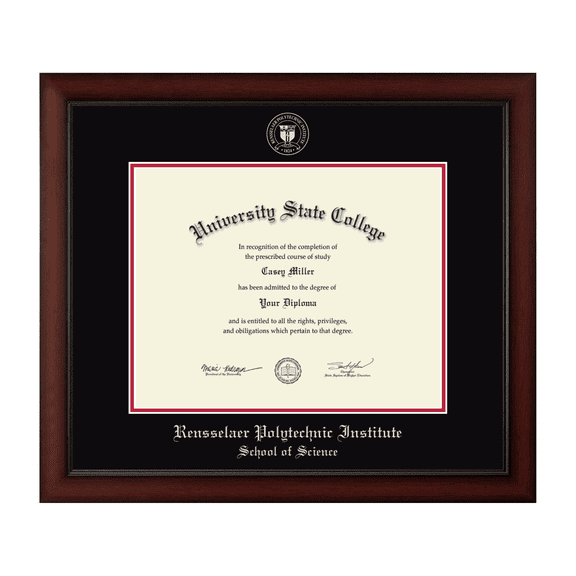 Framerly - RPI Science Diploma Frame with Black and Red Mat