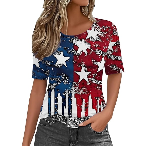 Dyfzdhu 250th Anniversary Usa Shirt T Shirts For Women Fashion Graphic Tees 4Th Of July V Neck American Flag Button Short Sleeve Independence Summer T Shirt
