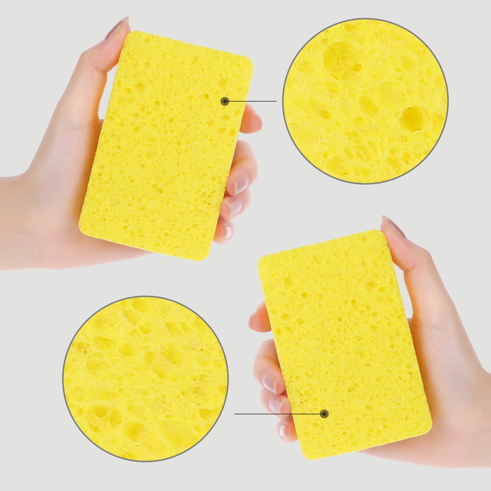 Unique Bargains 6 Pack Non-Scratch Sponges Kitchen Cleaning Sponges Yellow 4.3"x2.8"x0.8"