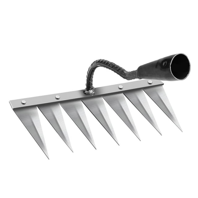 jinwen Outil Extracteur Coton Cour Pelouse Creuser Fossé Râteau Saisie Râteau Desserrage Acier à 7 Dents