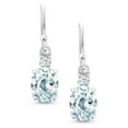 thumbnail image 2 of Gem Stone King 10K White Gold Sky Blue Aquamarine Dangle Earrings for Women (2.30 Cttw, Gemstone March Birthstone, Oval 8x6MM), 2 of 5