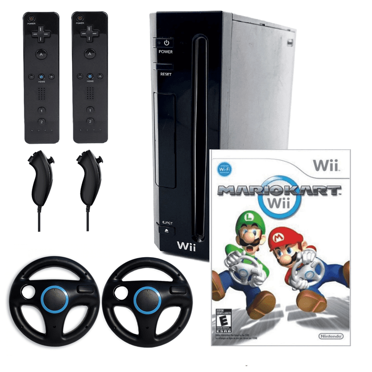 Restored Nintendo Wii Console Wii Game System Black with Mario