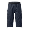 thumbnail image 5 of FRSASU Mens Cargo Shorts Long Capri Elastic Below the Knee 3/4 Cotton Casual Summer Shorts with Pockets Navy, 5 of 6