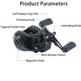 thumbnail image 5 of FACEGA Baitcaster Reels 7.2:1 Gear Ratio 12+ Bearings Baitcaster Reel Left-handed Fishing Reels with Lengthen Ergonomic Black, 5 of 8