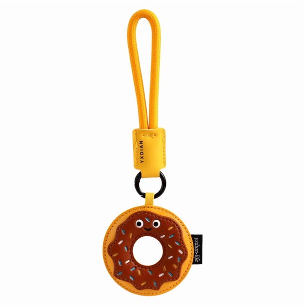 Llavero de piel sintética con forma de rosquilla bonita con cara de sonrisa para mujeres y hombres