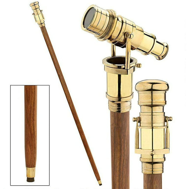5MOONSUN5's Brass Walking Stick Vintage Handle Victorian Telescope