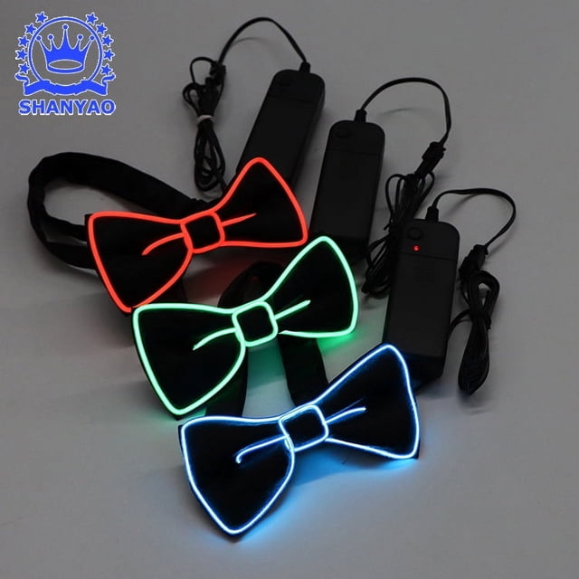 Pajarita luminosa LED para karaoke, bar, disfraces, accesorios, luz fría EL, accesorios luminosos