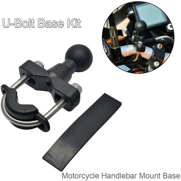 MACHSWON Kit de Base de Montage U-Bolt pour 3/4" à 1 1/4" Base de Guidon de Moto, avec 1" Boule & 2 U Boulon & Réducteur