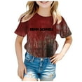 2DXuixsh Girls Tops Girls Letter Print Top Short Sleeve Vintage Tie Dye