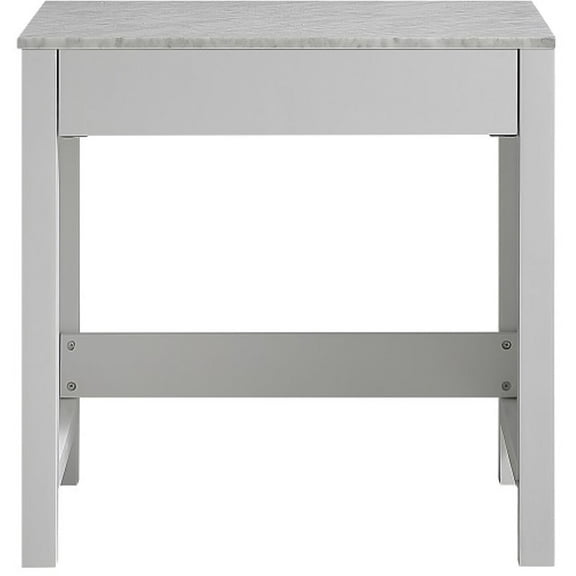 Lexora Home Jacques 30" Carrara Marble Top Make-Up Table in White