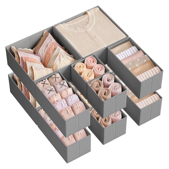 ziertyon Underwear Wardrobe Drawer Dividers Storage Boxes Large Capacity Multiple Compartments Bra Socks Storage Organizer Bins