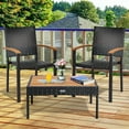 thumbnail image 3 of Patiojoy Patio Rattan Dining Armchair 4 Set of Wicker Chair W/Steel Frame Acacia Armrests Indoor&Outdoor, 3 of 10