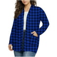 thumbnail image 2 of jobturf Plaid Jackets for Women Fall Spring Fashion Open Front Cardigan Holiday Casual Loose Long Sleeve Going Out Tops Lightweight Coats with Pockets, 2 of 5