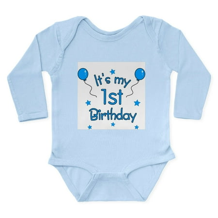

CafePress - 1Stbdayblue Body Suit - Long Sleeve Cotton Baby Bodysuit