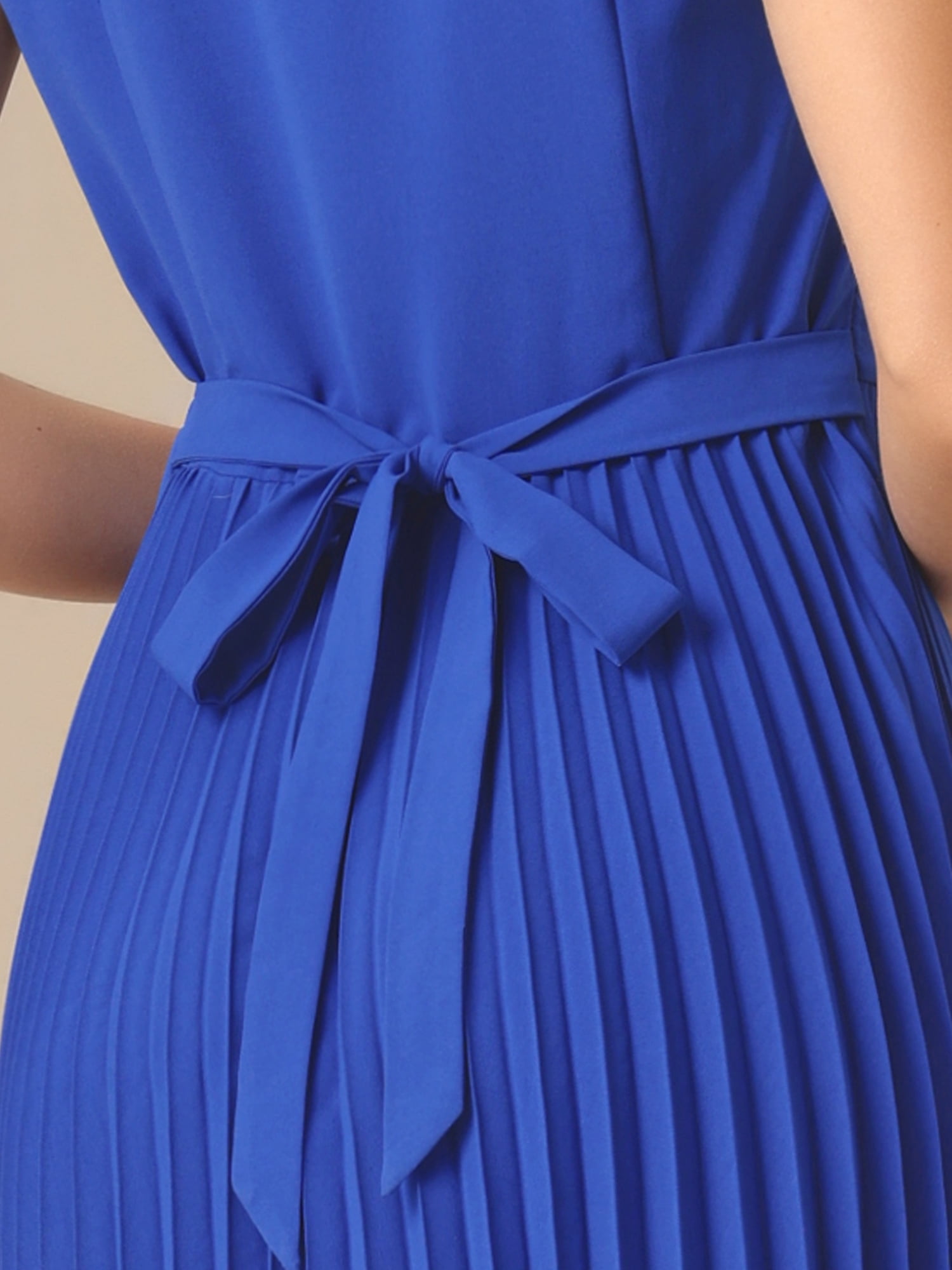 DARING DIVA Elegant Pleated V Neck Sleeveless Dress XL Blue