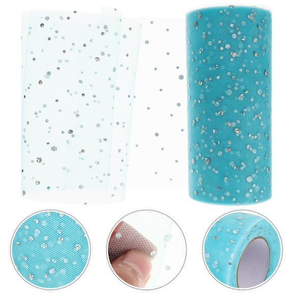 DEEPCRAFF 1Roll Glitter Tulle Fabric For Diy Decoration Sky-Blue 2250X15Cm Gauze Crafting Material