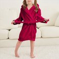 thumbnail image 5 of HFHAPW Boys Girls Robe Kids Flannel Hooded Bathrobe Sleepwear Pajamas Toddler Soft Plush Robes Baby Gifts 2T 3T 4T 5T 6T 7T 8T 9T 10T 11T 12T(Wine,5-6 Y), 5 of 9
