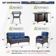 thumbnail image 3 of Gymojoy 5 Pieces Patio Furniture Set with Chairs, Rattan Wicker Lounge Chairs with 43" Propane Gas Fire Pit Table Conversation Set, Blue, 3 of 15