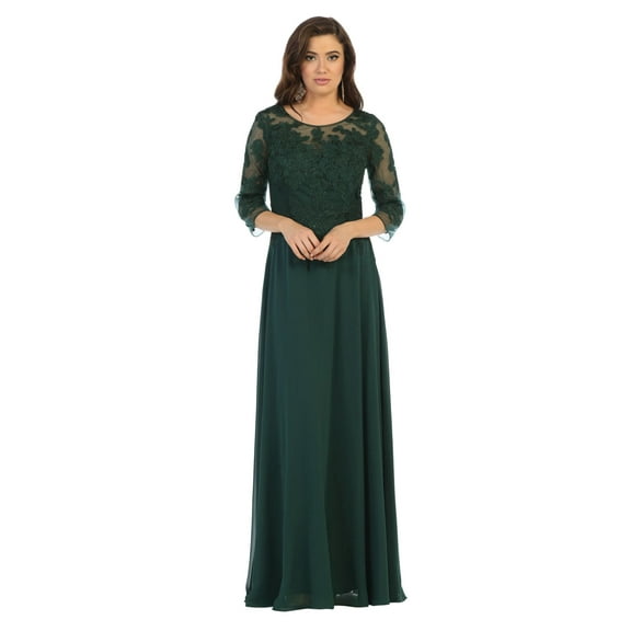 Women's May Queen MQ1637 3 4 Sleeves Long Plus Size Mother Of Bride Dress Hunter Green 4XL