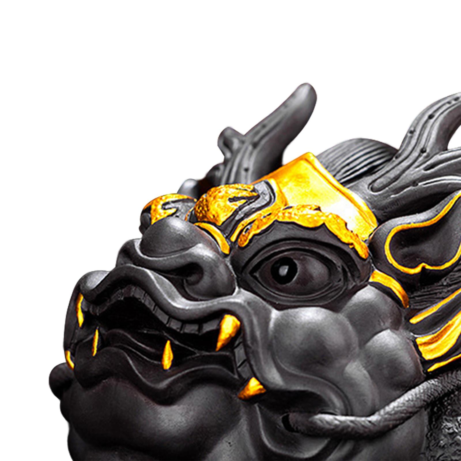 Tea Pet Sculpture Statue Animal Sculpture Collectible Modern Figurine for Tea House Table Centerpiece Living Room Decor gold and black