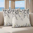 thumbnail image 5 of 24x24 Pillow Covers Set of 2, Grey Eucalyptus Square Throw Pillow Covers for Couch/Sofa/Living Room, Farmhouse Weeping Leaves on Linen Decorative Soft Pillowcases for Couch Throw Pillows, 5 of 9