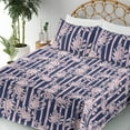 thumbnail image 3 of Ambesonne Tropical Leaves Fitted & Flat Sheet with Sham 3 Pcs Set, Art Dreamy Monstera, Twin, Pale Pink Indigo, 3 of 5