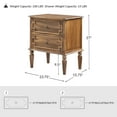 thumbnail image 3 of 27"Tall Farmhouse Wooden 2-drawer End Tables Set of 2 with Charging Station End Table Walnut, 3 of 5