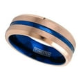thumbnail image 5 of Wedding Rings Men. 8mm Rose Gold Tungsten Wedding Band Blue Groove & Inside, 5 of 5