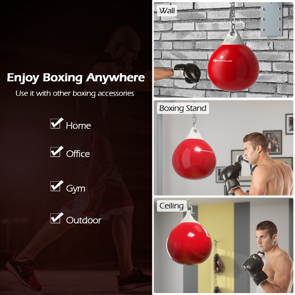 Spaco 18 Inch 110 Pound Heavy Punching Water Aqua Bag, Water Aqua Bag with Adjustable Metal Chain, Punching Bag for Adults, Red