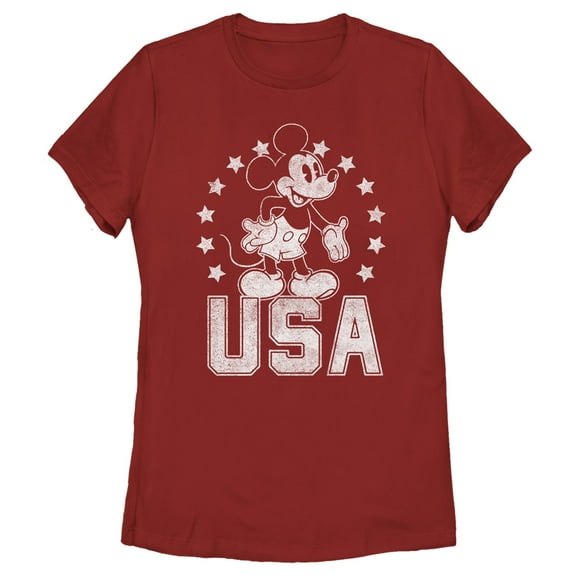 Women's Mickey & Friends Fourth of July USA Mickey Mouse  Graphic Tee Red X Large