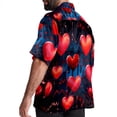 thumbnail image 3 of Valentine's Day Love ECG Men's Short Sleeve Hawaiian Poplin Shirt - Casual Printed Button Down Summer Beach Shirt for Men, 3 of 6
