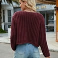 thumbnail image 2 of SWSMCLT Women's Cable Knit Cardigan Sweater Baggy Button Crew Neck Comfy 2025 Cardigan Sweaters Acrylic Burgundy Large, 2 of 5