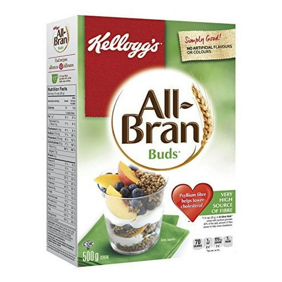Kellogg's All Bran Buds Cereal 500g/17.6oz, (Imported from Canada)