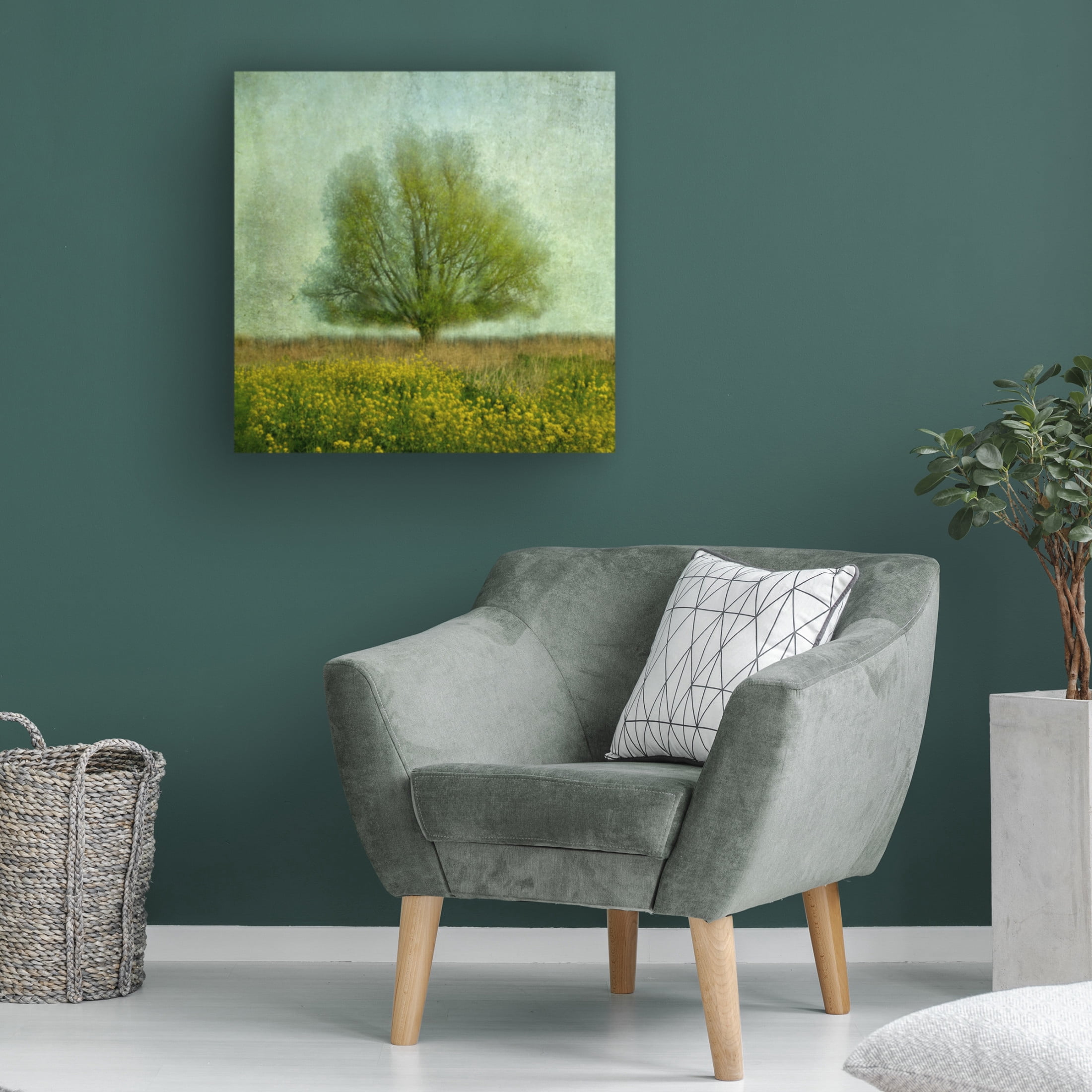 Canvas Wall Art - Gilbert Claes 'In The Yellow Field' Wall Art for Living Room, Bedroom, or Office Décor by Trademark Fine Art - 35 x 35 Inches