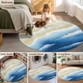 thumbnail image 5 of Round Rug 3.3Ft Washable Non-Slip, Navy Blue Ombre Beach Circle Area Rugs for Living Room Bedroom, Summer Ocean Coastal Gradient Waves Indoor Floor Mats Carpet Runner for Home Decor Aesthetic, 5 of 8