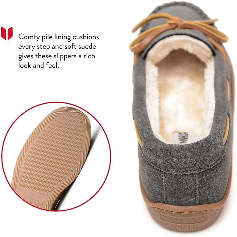 Minnetonka Women s Pile Lined Hardsole Moccasin Slippers Walmart