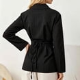 thumbnail image 4 of Ohufall Women Shirt Waist Cinched Button Down Turndown Collar Tops Fashion Casual Elegant Striped Top, 4 of 6